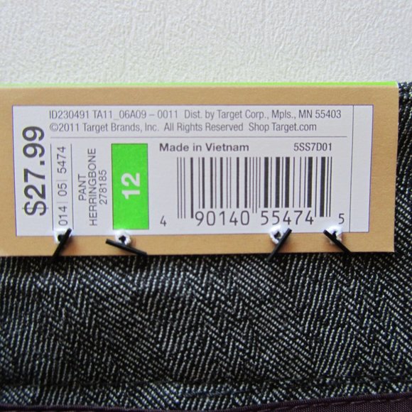 NWT MOSSIMO Stretch Herringbone Trouser Gray Mid Waist Straight Hip Pants 12 - Picture 8 of 16